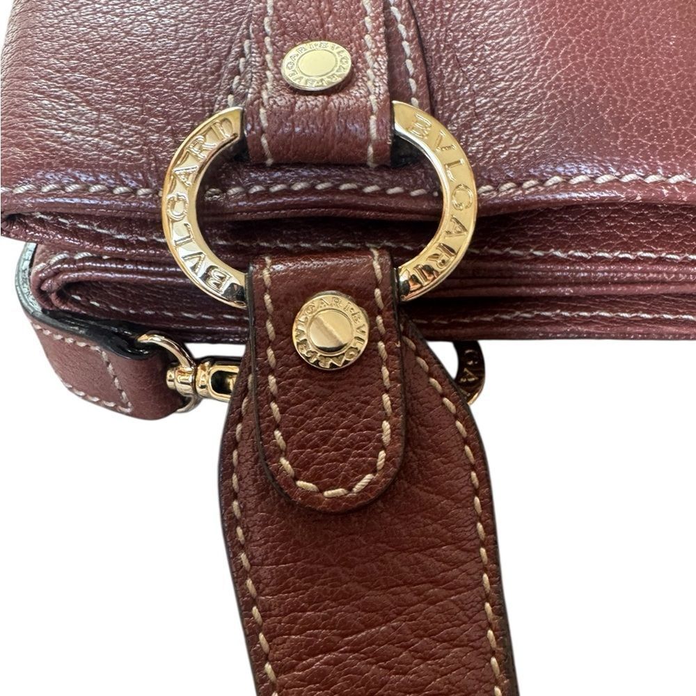 BVLGARI Brown Grained Leather Becky Handbag - Picture 3 of 16